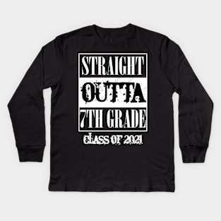 Straight outta 7th Grade class of 2021 Kids Long Sleeve T-Shirt